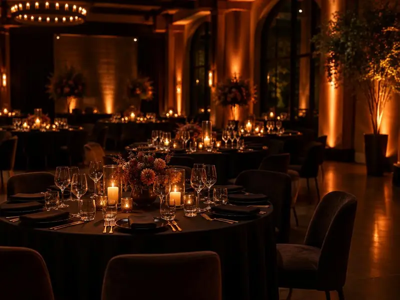 Venue with tables set for an event